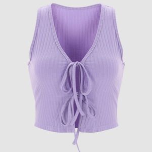 Cider Purple Cropped Tank top with tie front